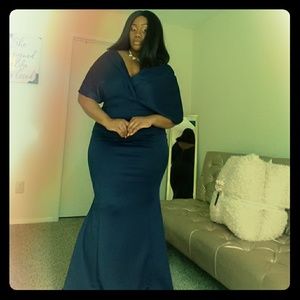 Plus Size Formal Navy Blue Dress